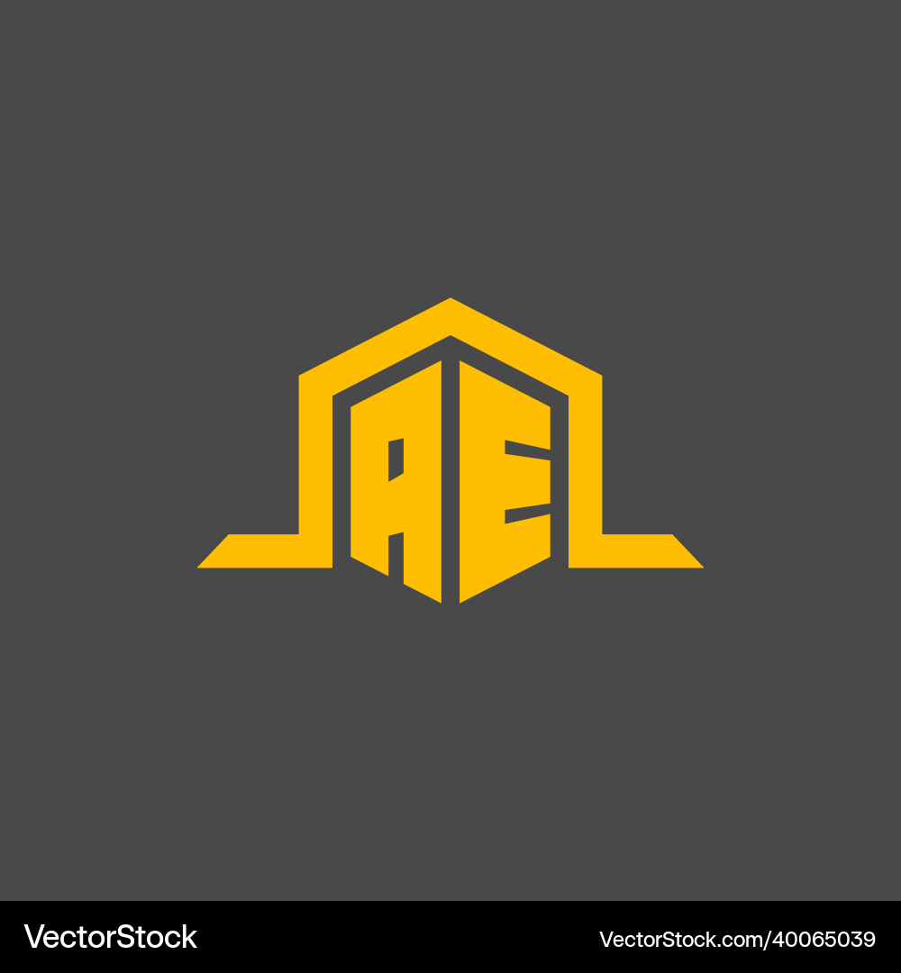 Ae monogram initial logo with hexagon style design Vector Image