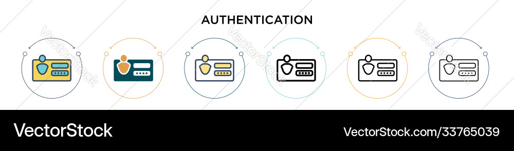 Authentication icon in filled thin line outline vector image