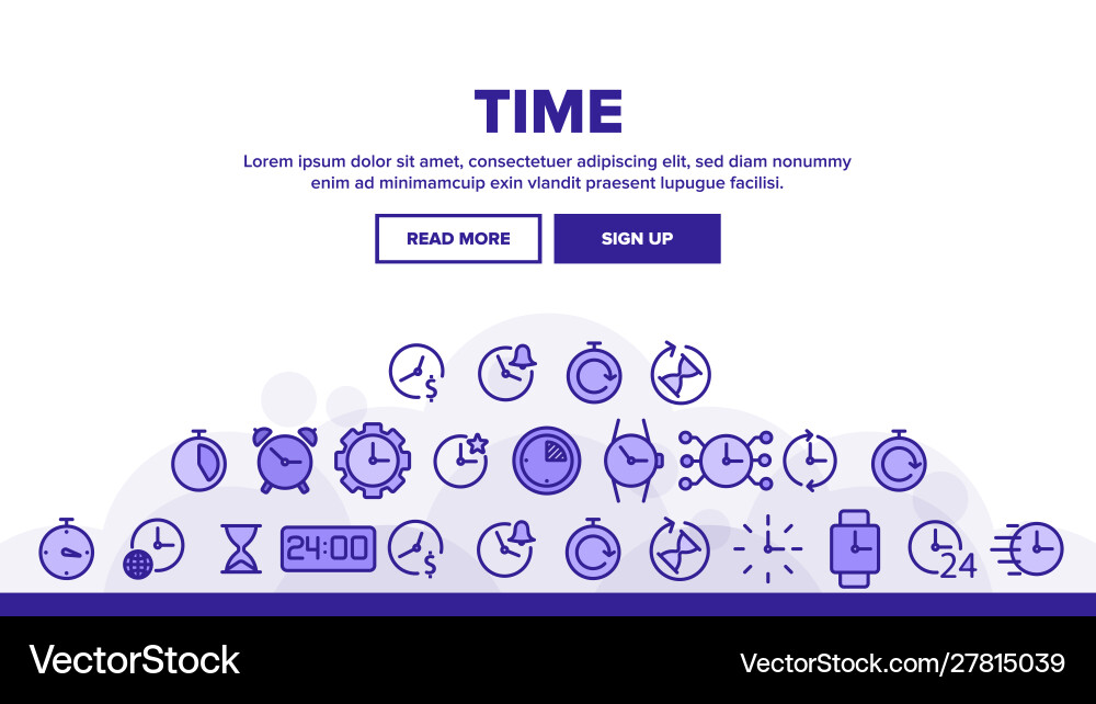 Different time clock collection icons set Vector Image