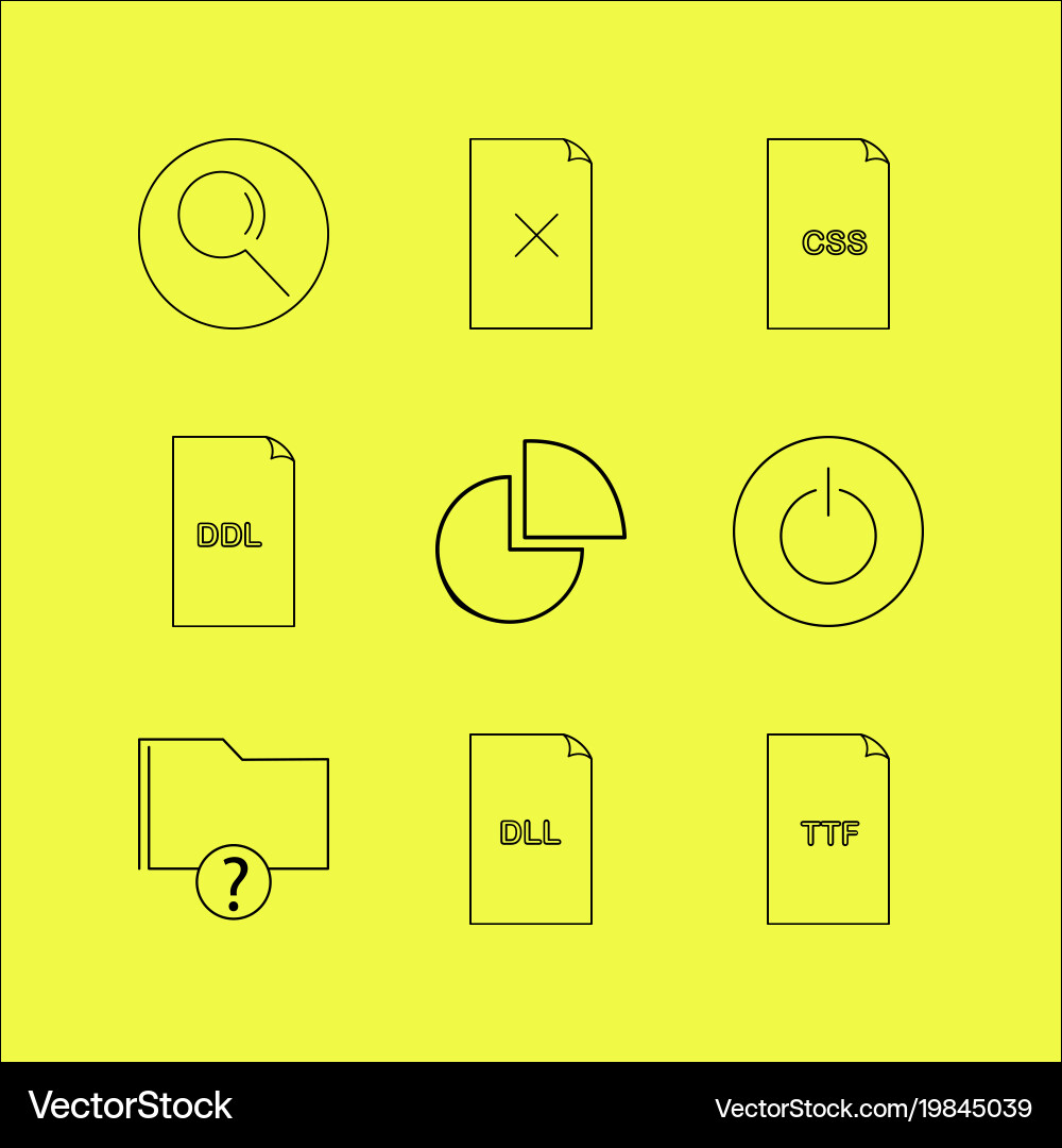 Files and folders linear icon set simple outline vector image