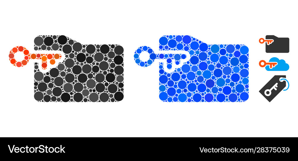 Folder access key composition icon round dots Folder access key composition icon round dots Vector Image