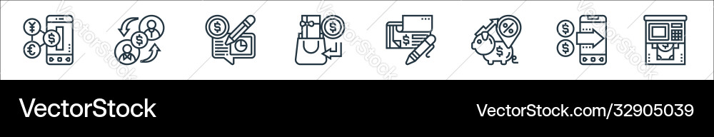Payment element line icons linear set quality Vector Image