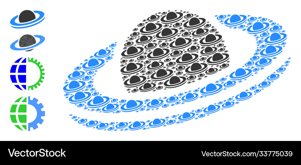 Saturn planet recursion collage self icons Saturn planet recursion collage self icons vector image
