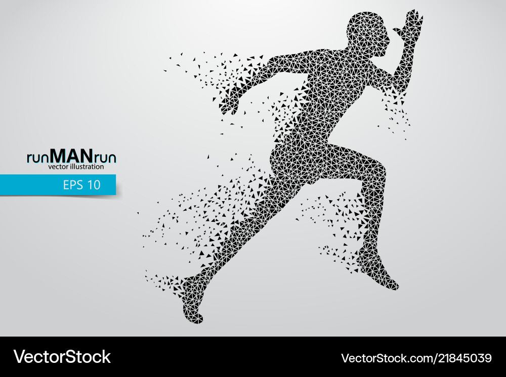 Silhouette of a running man from triangle Silhouette of a running man from triangle vector image