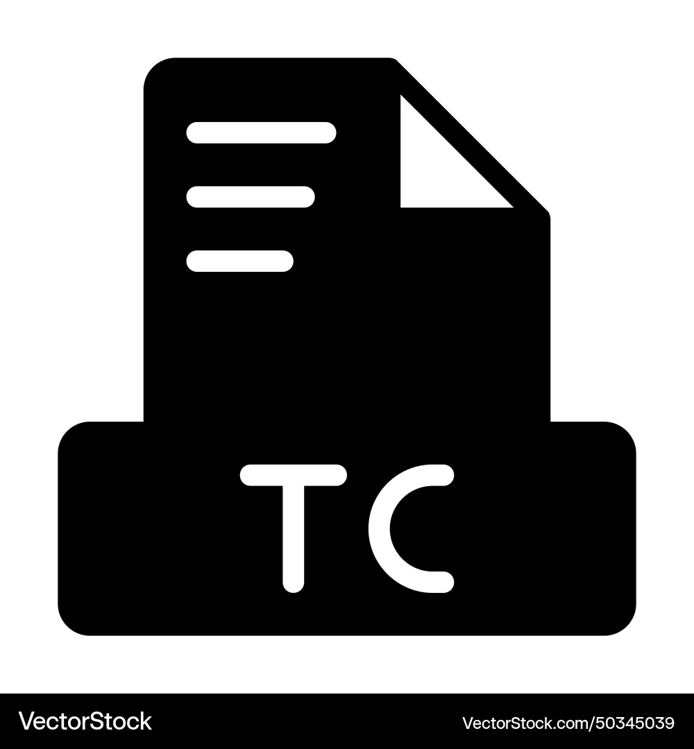 Tc file icon simple design solid style document Tc file icon simple design solid style document Vector Image
