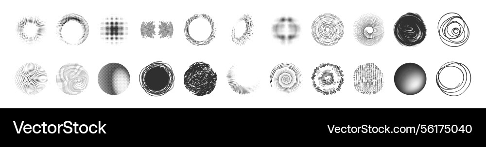 Abstract circle elements round halftone frame Vector Image