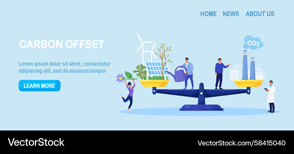 Carbon Offset: Reduce CO2 Emissions Vector Image