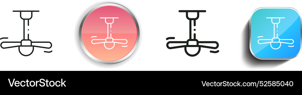Ceiling fan icon thin linear regular and button Ceiling fan icon thin linear regular and button vector image