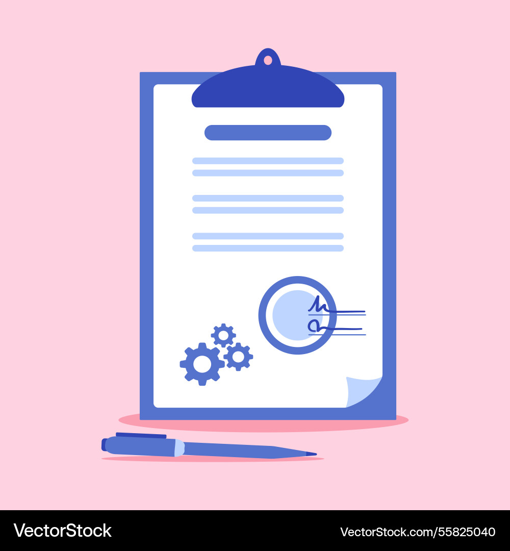 Clipboard with a signed document Vector Image