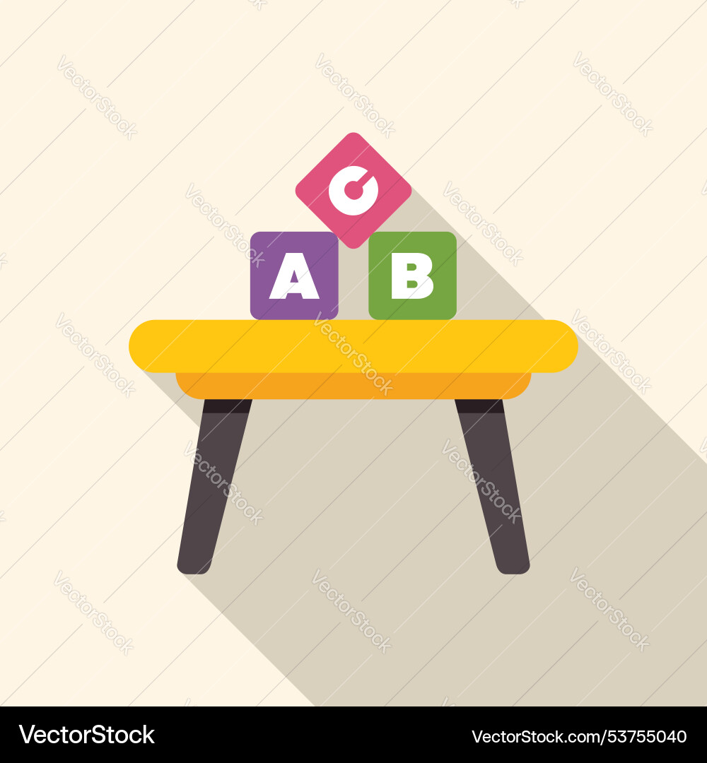 Colorful alphabet blocks resting on a tiny table Vector Image
