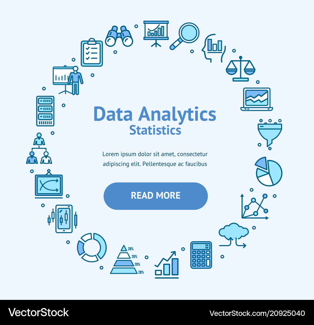 Data analytics statistics round design template Data analytics statistics round design template vector image