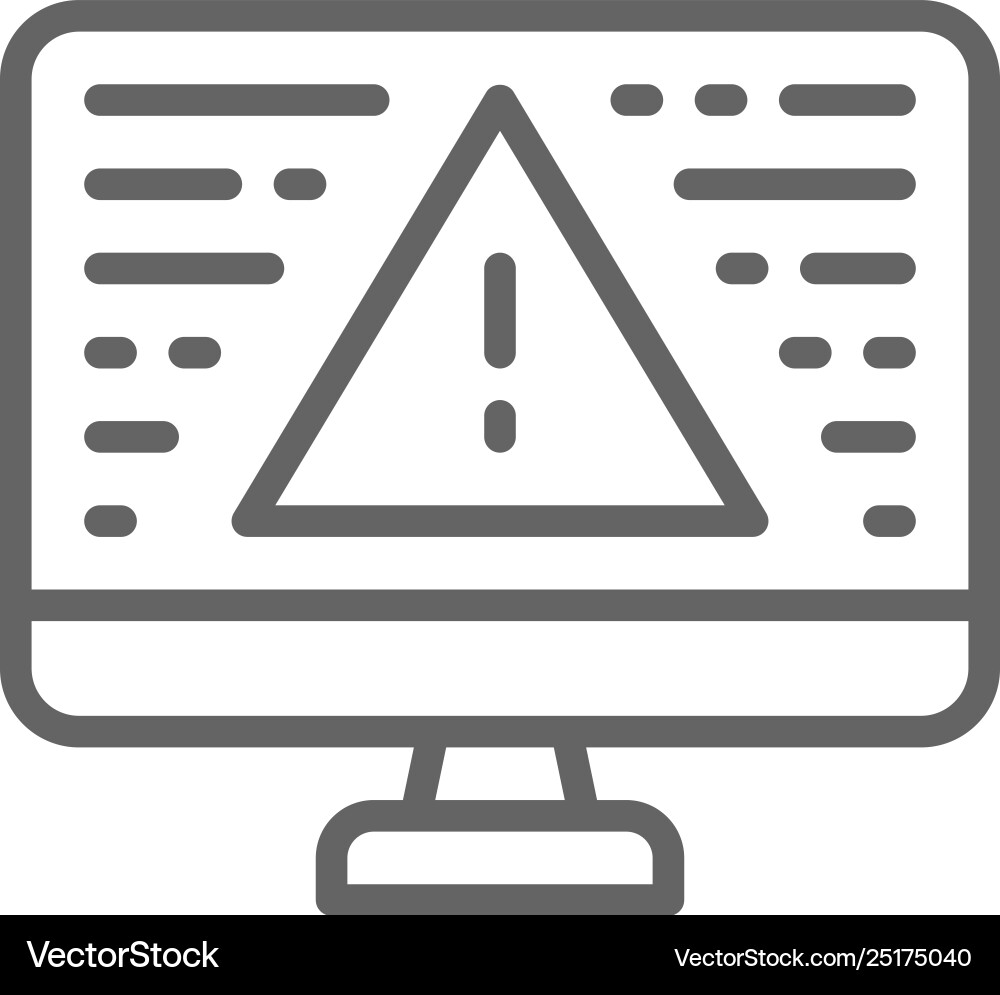 Desktop computer with warning sign screen error Vector Image
