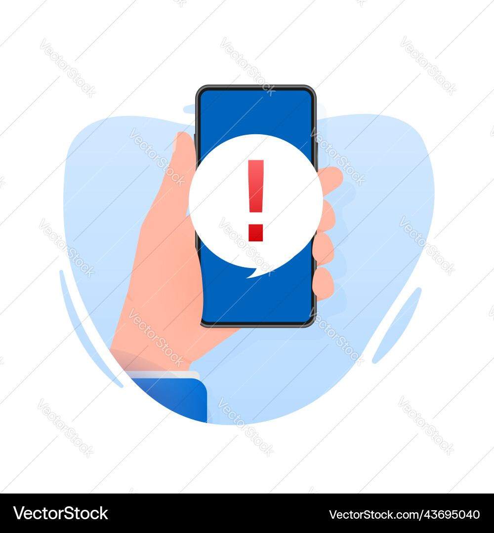 Error smartphone icon message notification Error smartphone icon message notification Vector Image