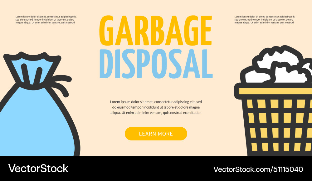 Garbage disposal recycle concept horizontal Garbage disposal recycle concept horizontal vector image