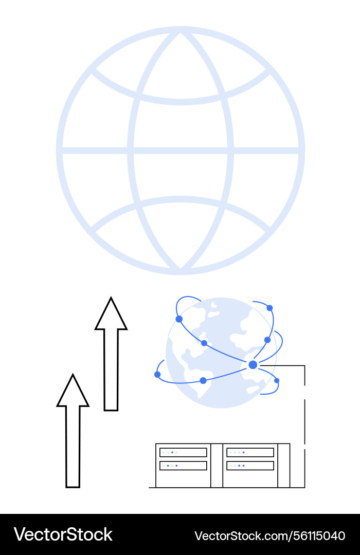 Global data transfer and networking across servers Global data transfer and networking across servers vector image