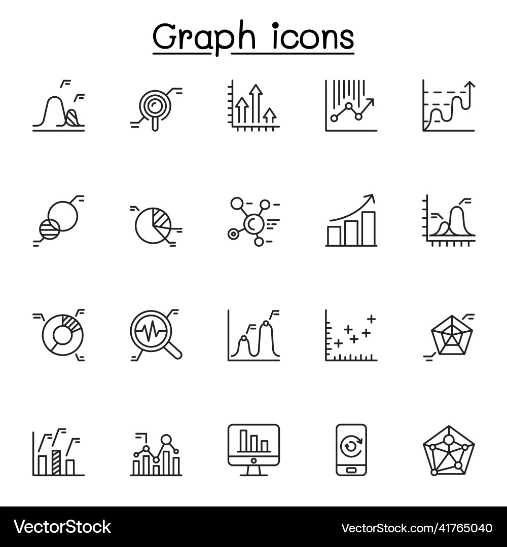 Graph chart diagram icon set in thin line style Graph chart diagram icon set in thin line style vector image