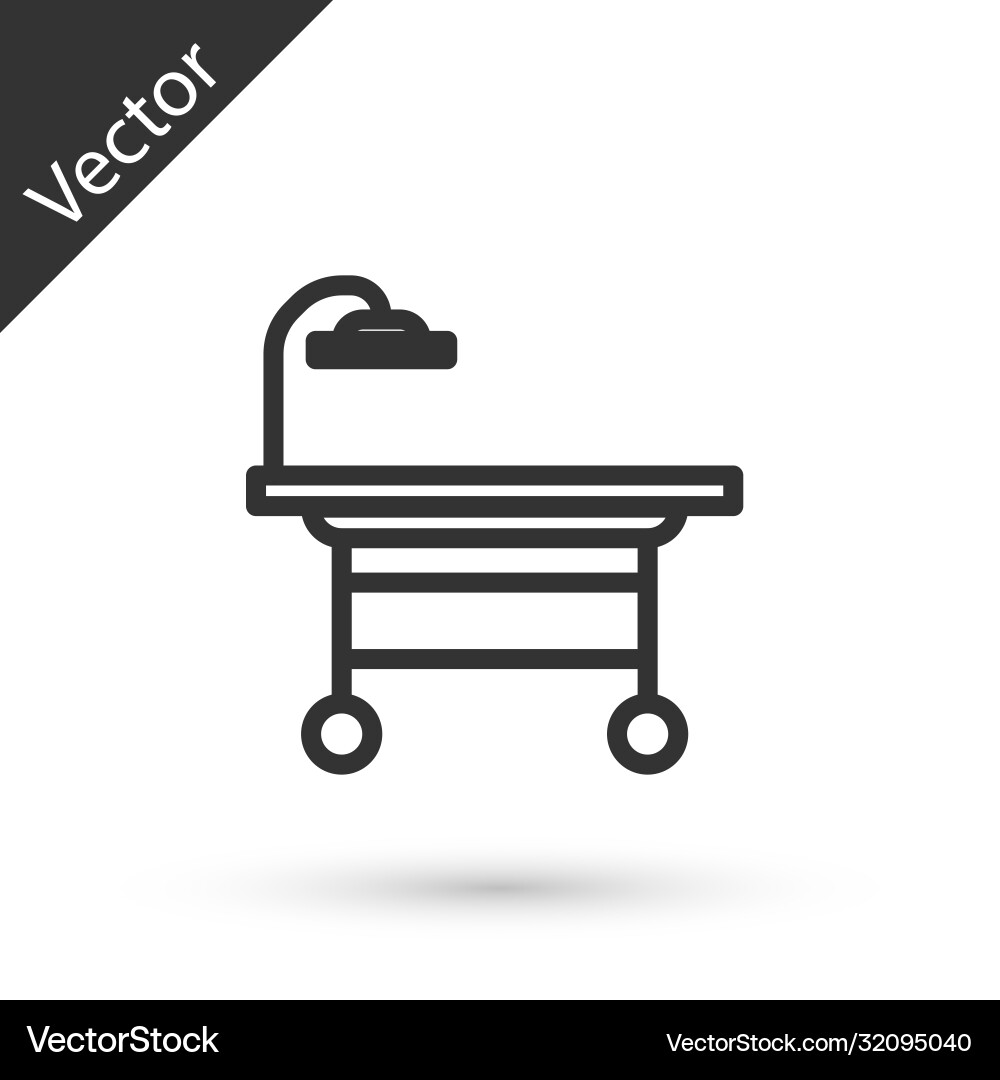 Grey line operating table icon isolated on white Vector Image