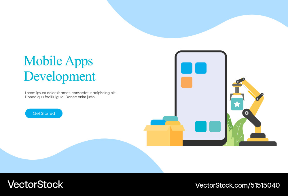 Landing page template for mobile app development vector image