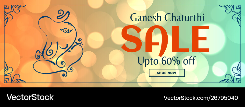 Lord ganesh chaturthi sale bokeh banner design vector image