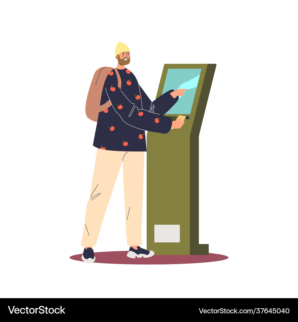 Man using terminal for self service payment Man using terminal for self service payment vector image