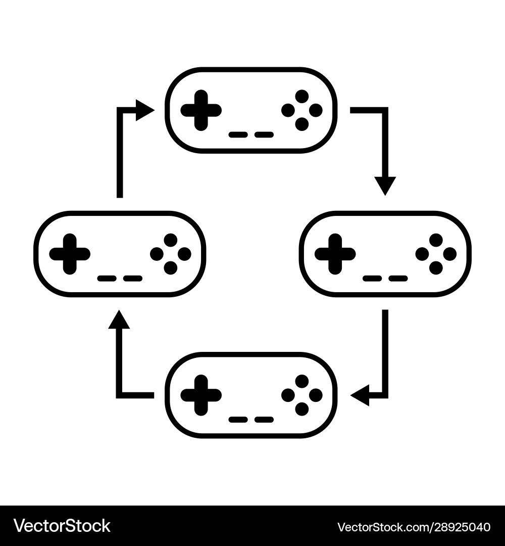 Multiplayer gamepad connection 4 players - eps ten vector image
