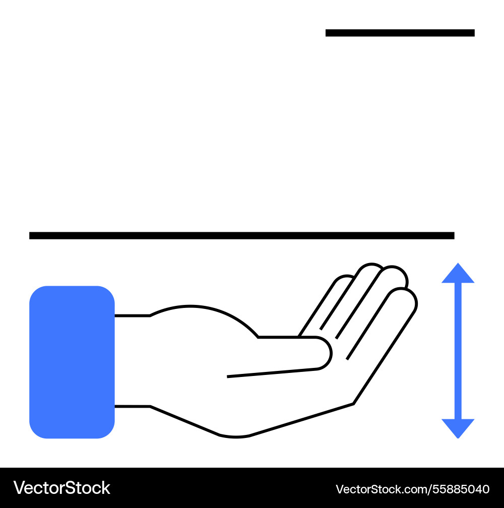 Open hand with two horizontal lines indicating Open hand with two horizontal lines indicating Vector Image