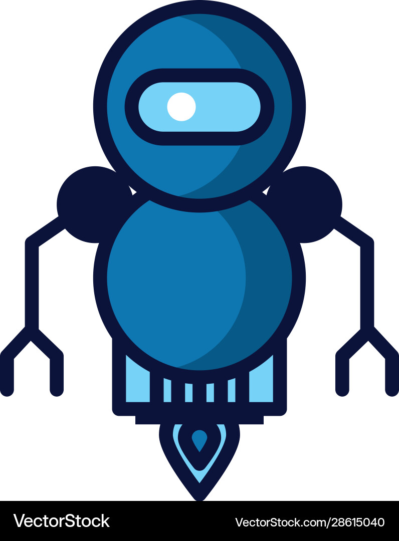 Robot floating cyborg isolated icon Robot floating cyborg isolated icon Vector Image