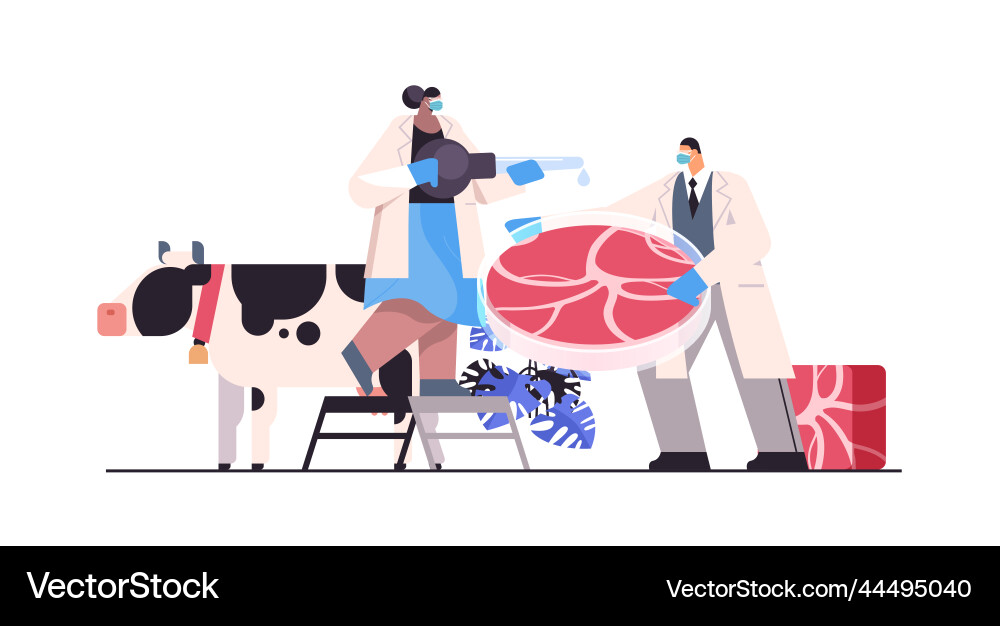 Scientist adding drop of liquid from flask Scientist adding drop of liquid from flask Vector Image