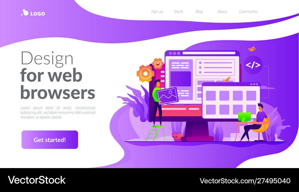 Web development landing page template Web development landing page template vector image