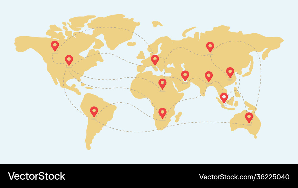 World Map with Location Points vector image