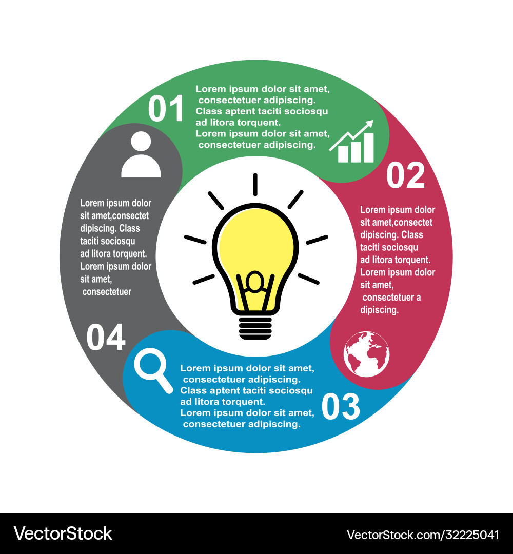 4 step element in four colors with labels 4 step element in four colors with labels vector image