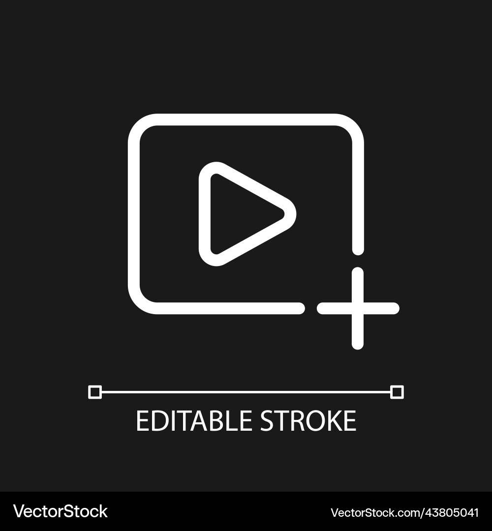 Add video file pixel perfect white linear ui icon Vector Image
