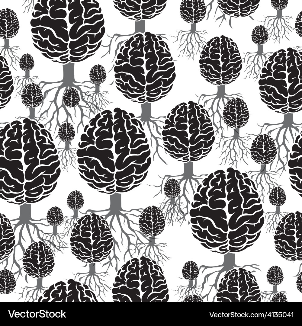 Brain with roots seamless abstract backdrop vector image