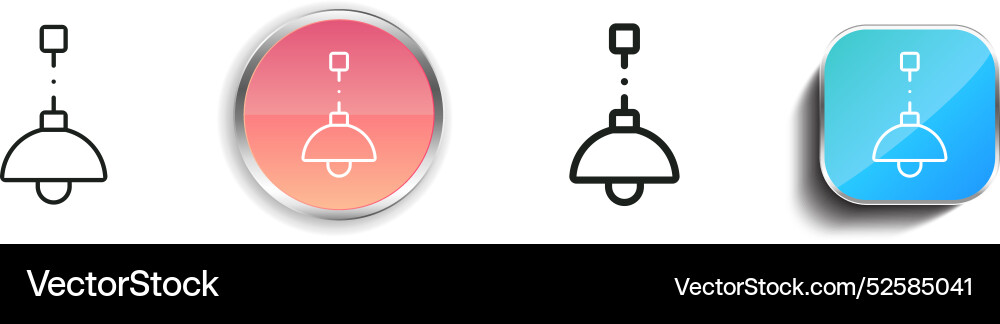 Ceiling lamp icon thin linear regular and button Ceiling lamp icon thin linear regular and button vector image