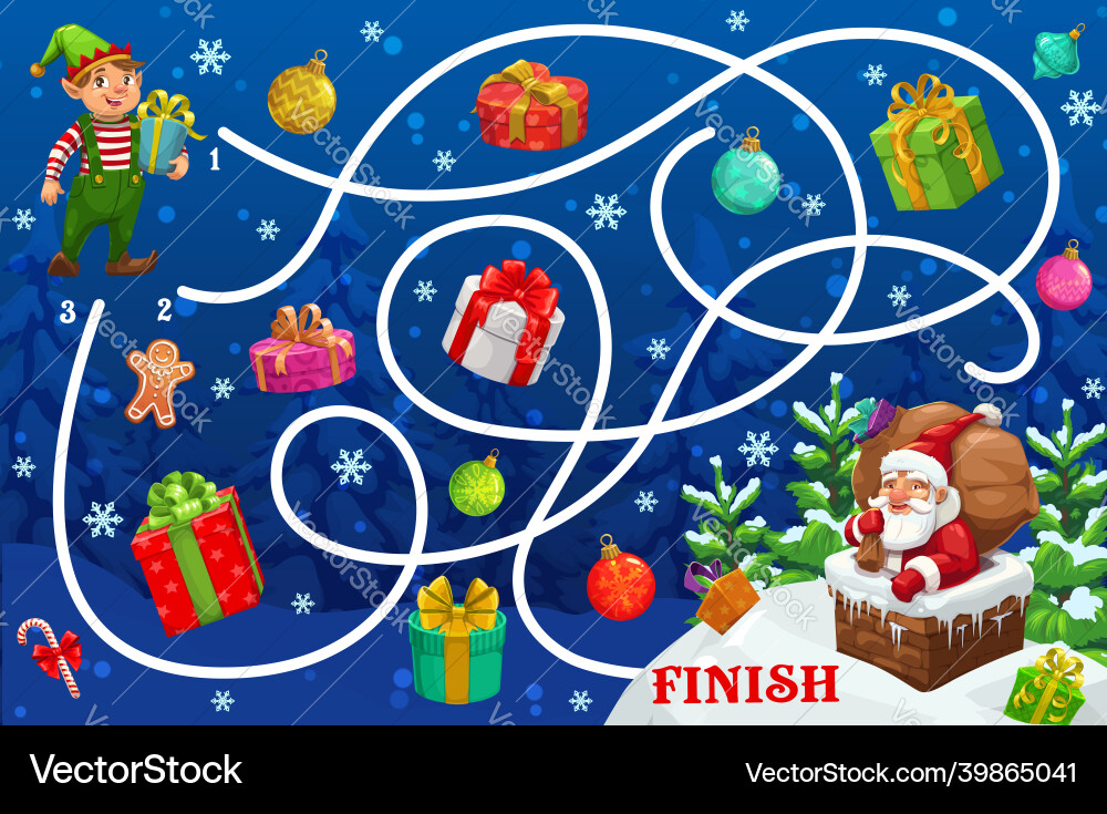 Christmas Maze: Santa's Delivery Vector Image