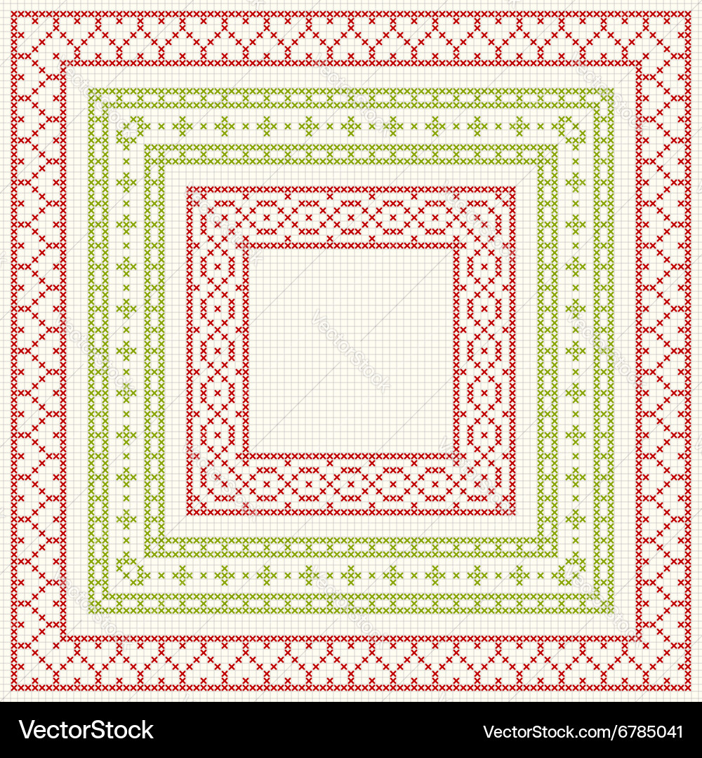 Cross Stitch Border Patterns vector image