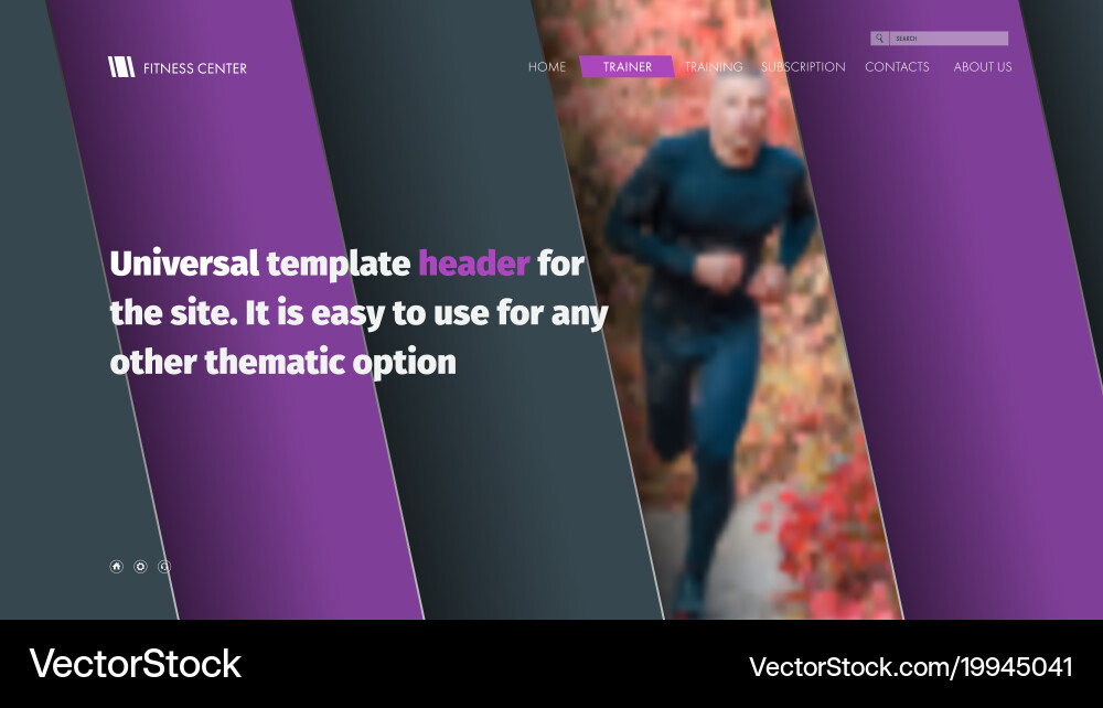 Design site header with diagonal violet-black vector image