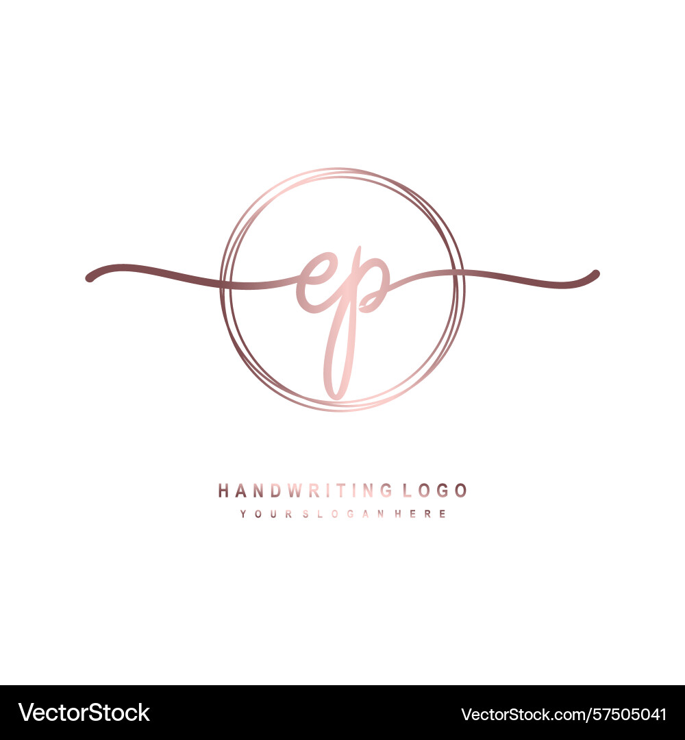 Ep initial handwriting logo with circular wave Vector Image