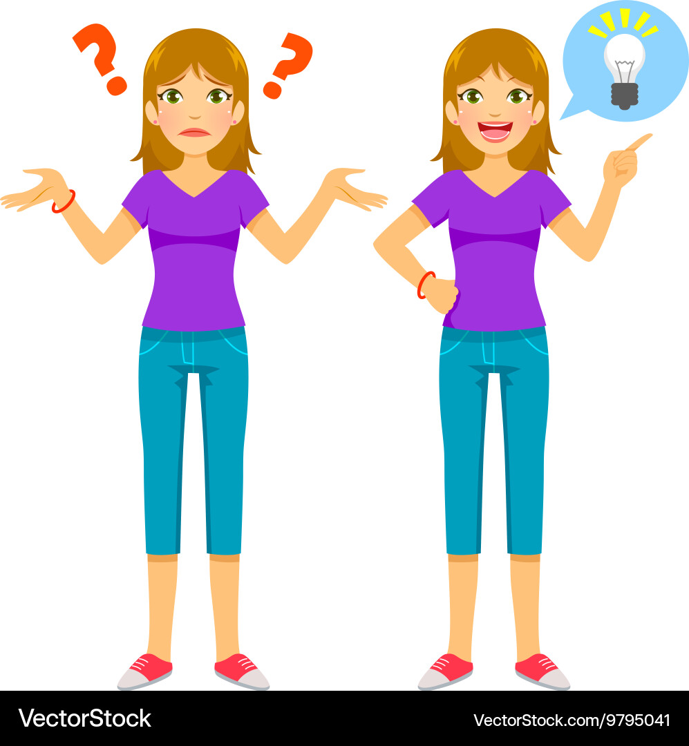 Girl Solving a Problem vector image