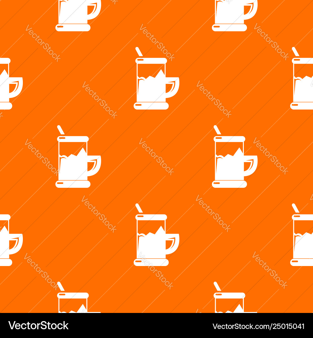 Metal glass cup tea pattern orange Metal glass cup tea pattern orange vector image