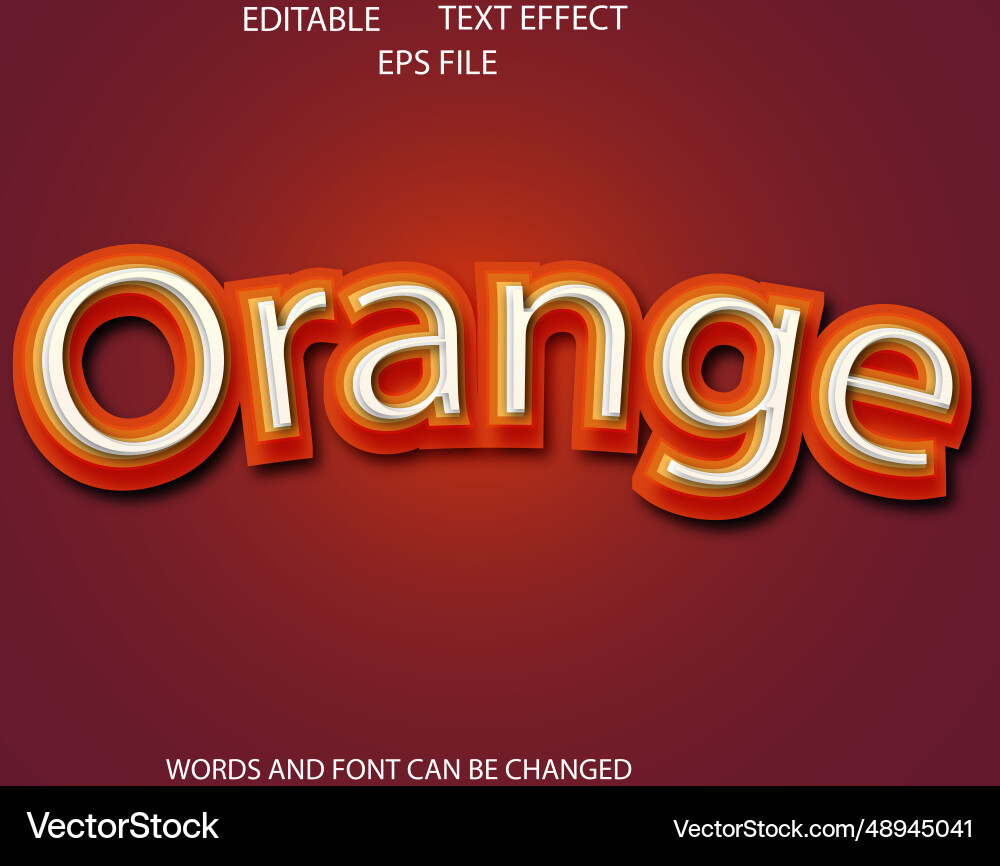Orange editable text effect 3d font style template Orange editable text effect 3d font style template vector image