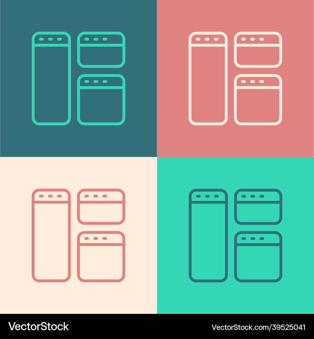 Pop art line browser window icon isolated on color Pop art line browser window icon isolated on color vector image