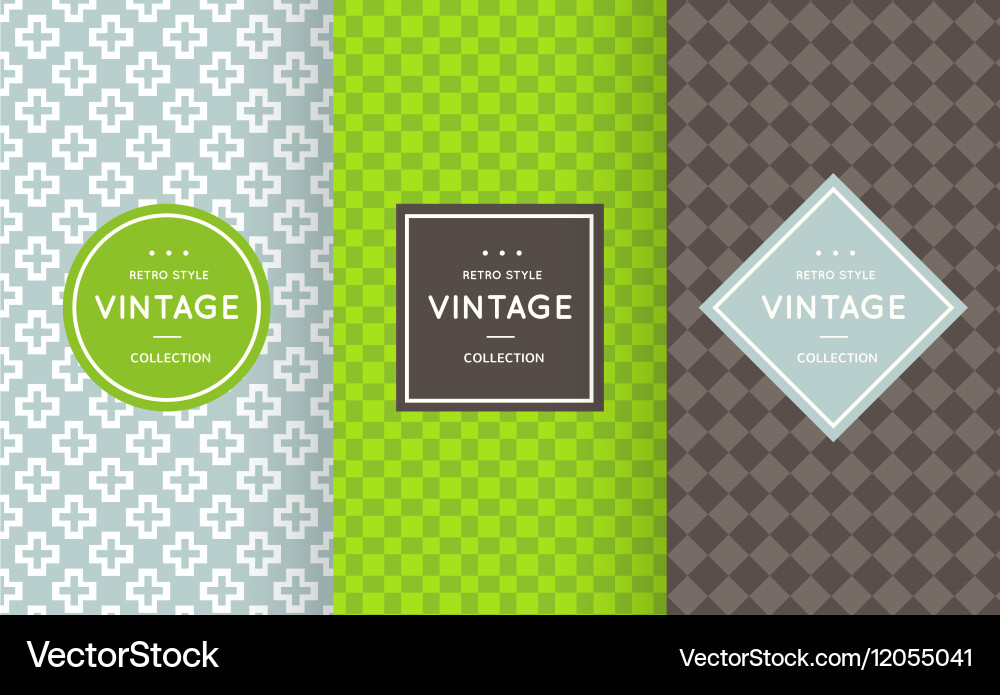 Retro different seamless patterns vector image