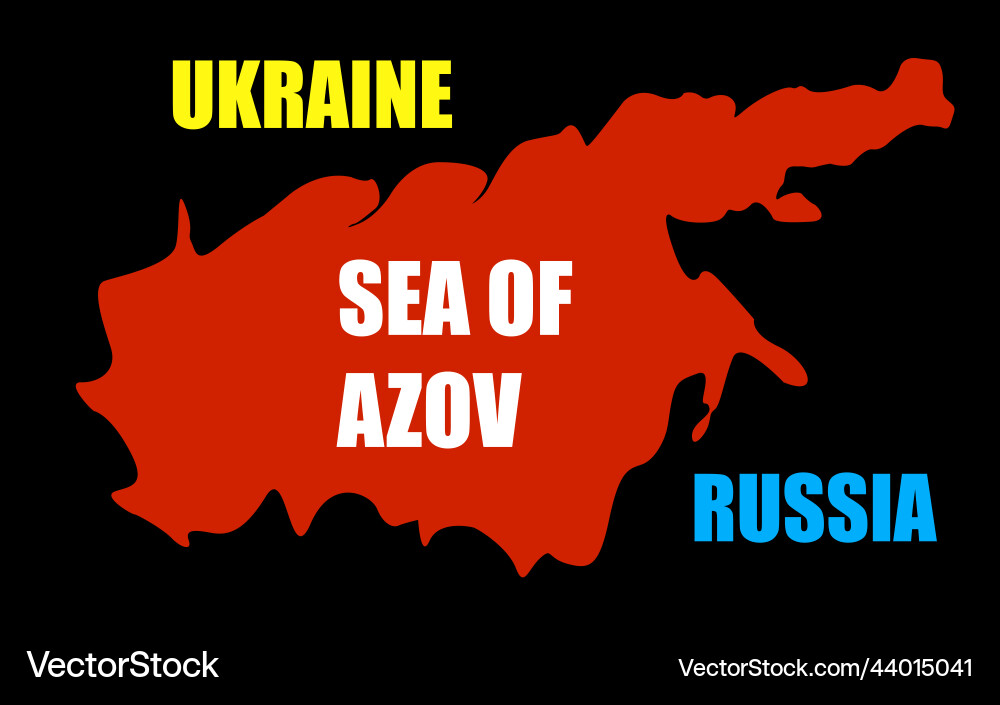 Sea of azov map boundaries with other Vector Image
