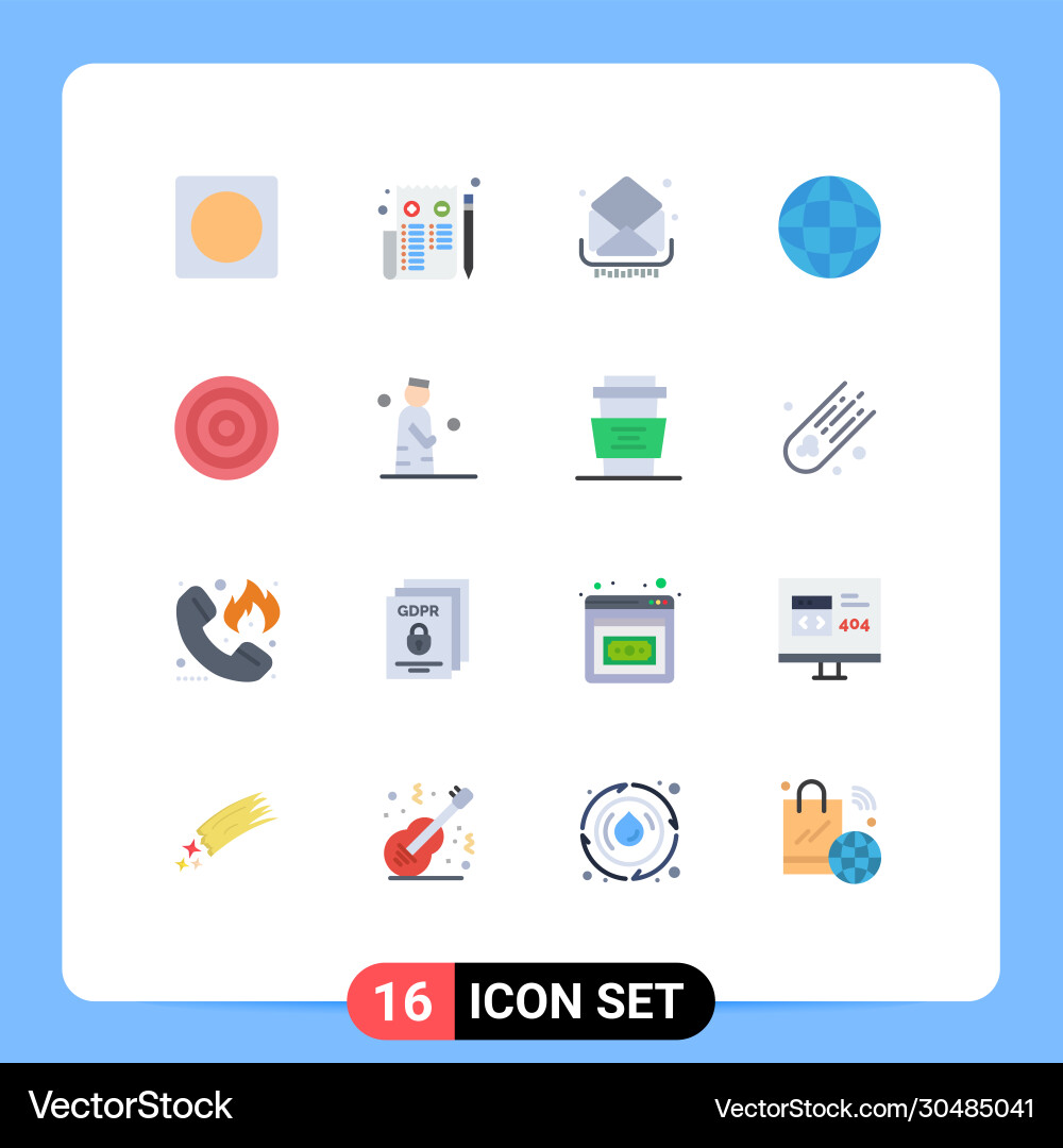 Set 16 flat colors on grid for dart globe mail Vector Image