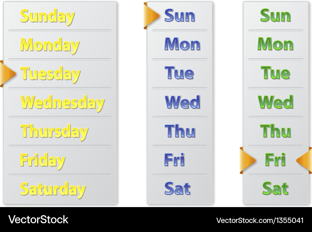 Set abstract weekly calendars with arrow pointer Vector Image
