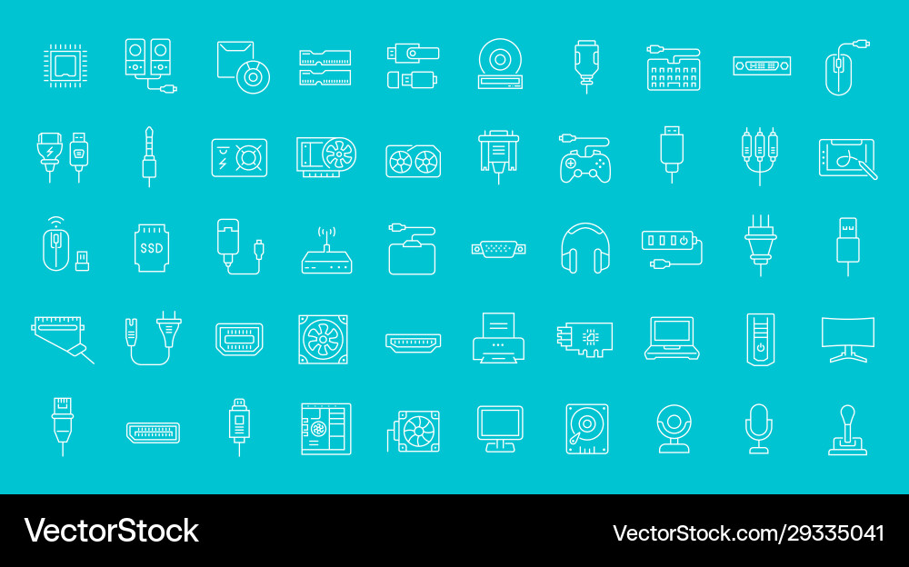 Set line icons upgrading computer components Set line icons upgrading computer components vector image