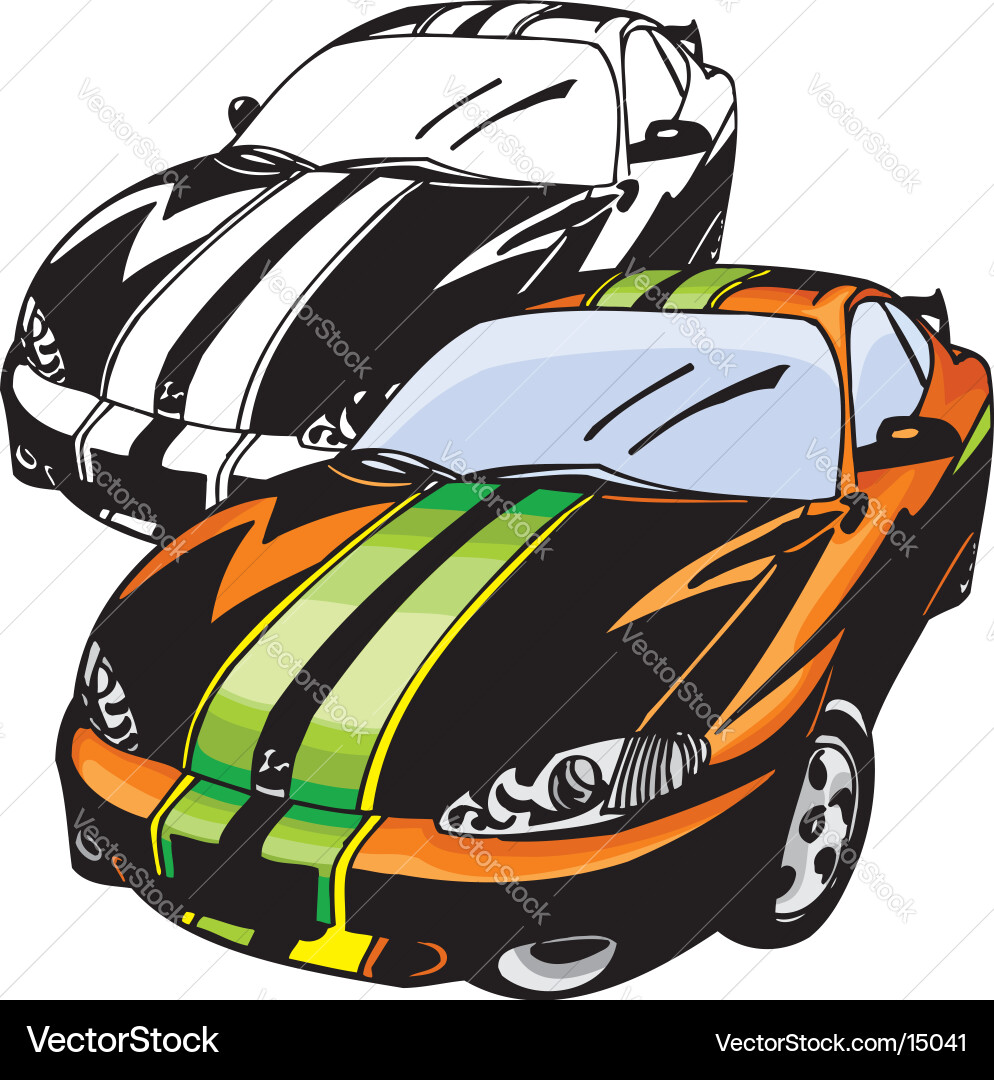 Vibrant Sports Car with Stripes Vector Image