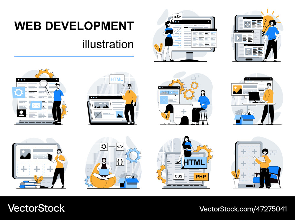 Web Development Character Set vector image