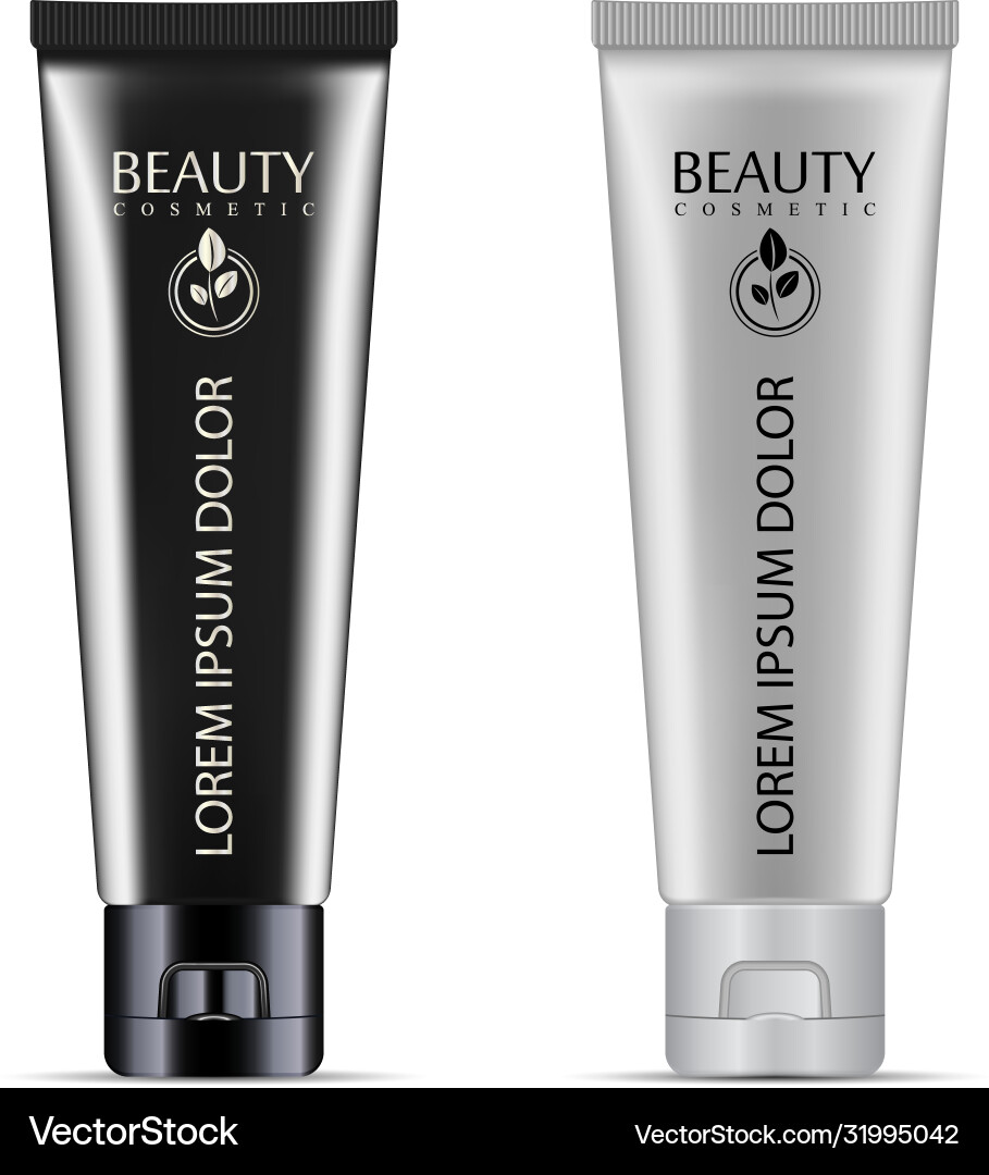 Cream or ointment cosmetic tube set with black vector image